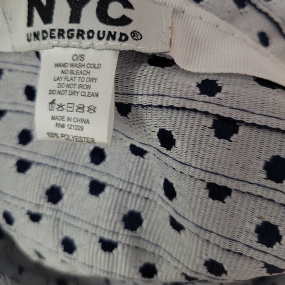 NYC UNDERGROUND UPF 50 WOMEN’S POLKA SUMMER HAT Blue/White Packable Foldable - Picture 4 of 4